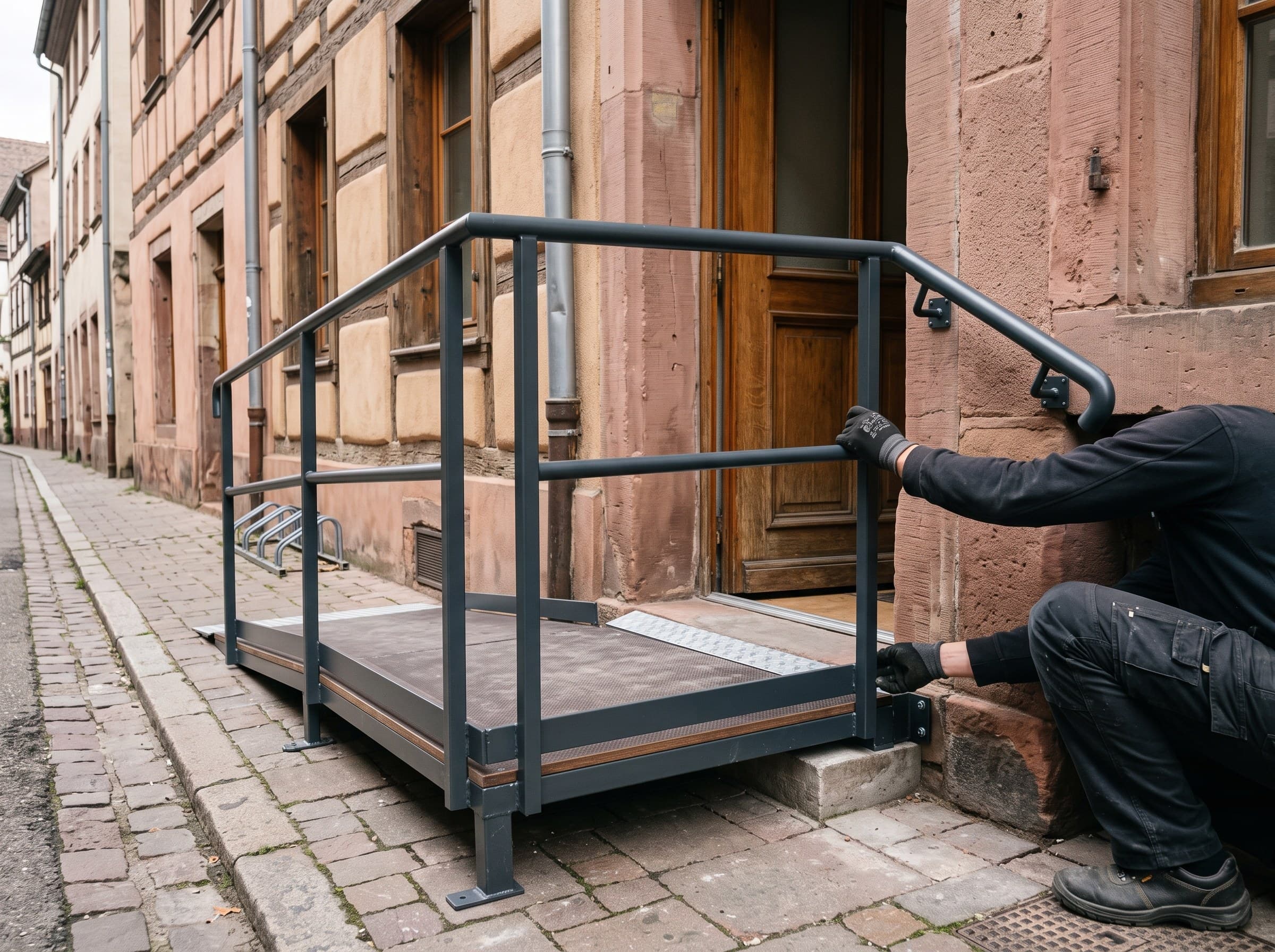 Entrée accessible : seuil, ressaut et rampe d'accès