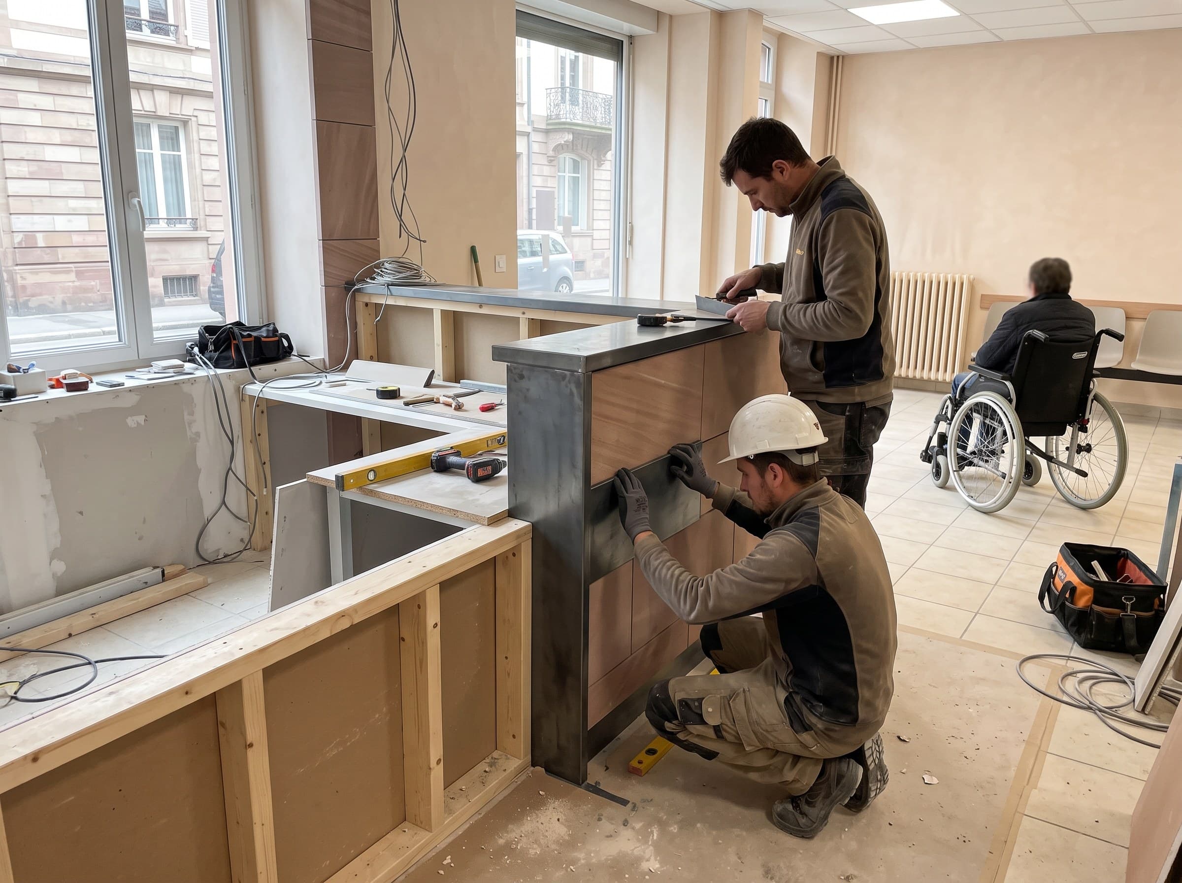 Accueil de cabinet médical ou paramédical, comptoir accessible